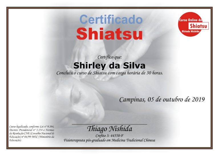 Certificado Shiatsu Thiago Nishida